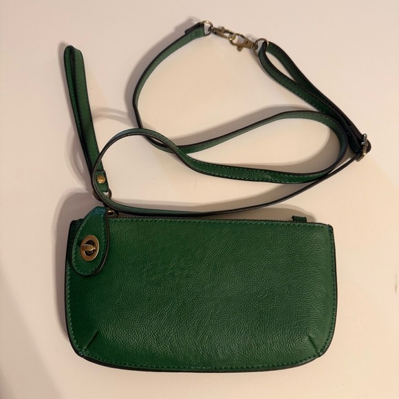 Joy Susan Mini Crossbody To Convertible Wristlet Forrest Green Pebbled Clutch - Picture 7 of 15